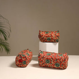 Red - floral hand quilted toiletry bags (set of 3) 17