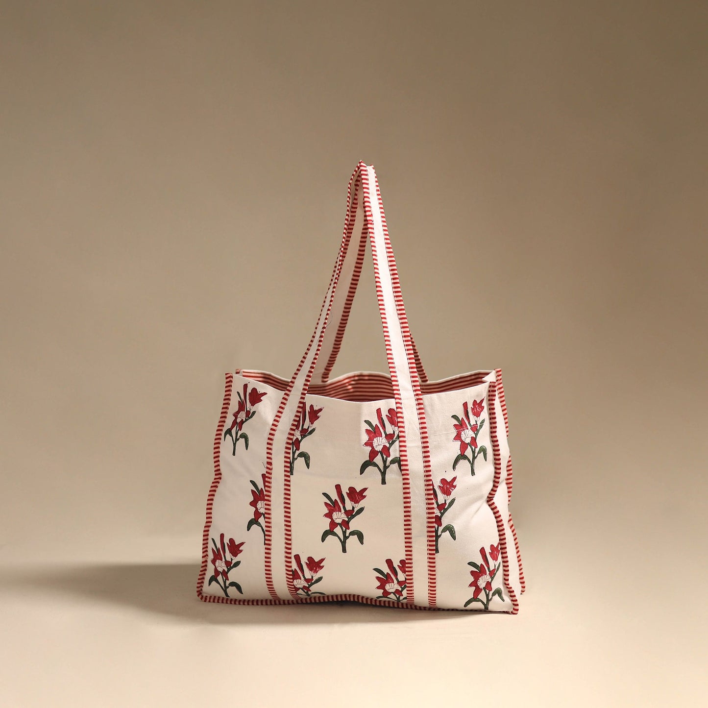 Red - floral hand tote bag 10 - handcrafted
