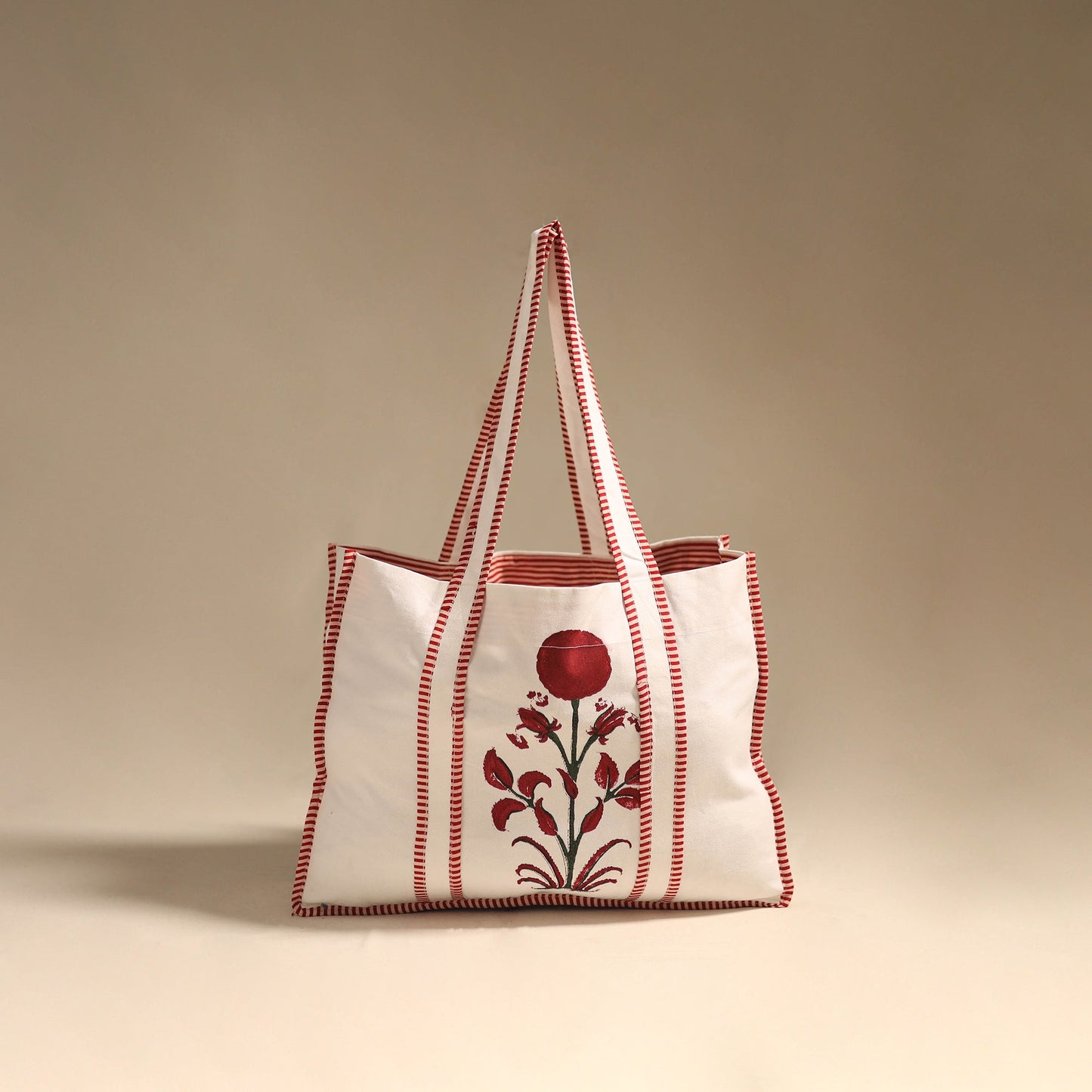 Red - floral hand tote bag 10 - handcrafted