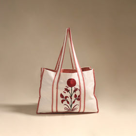Red - floral hand tote bag 10 - handcrafted