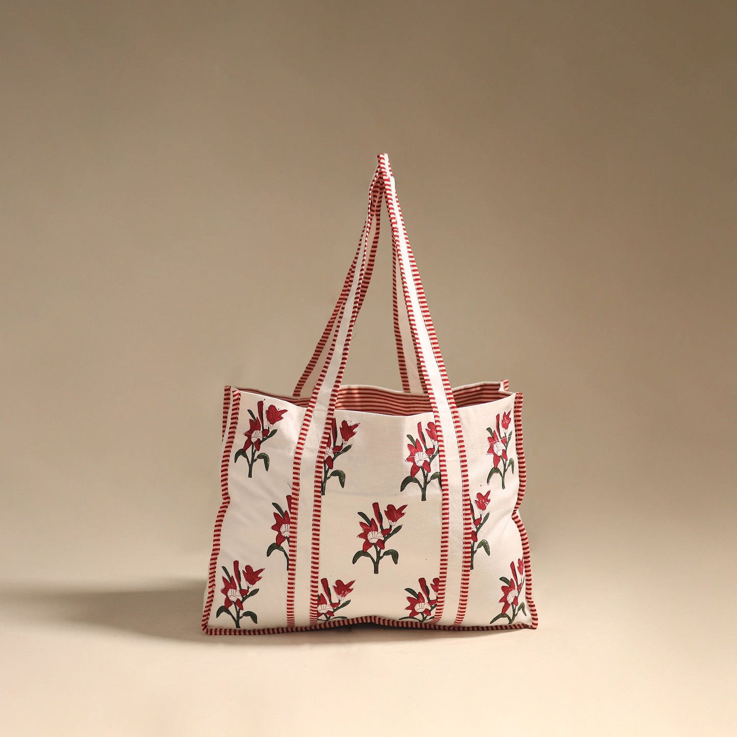 Red - floral hand tote bag 10 - handcrafted