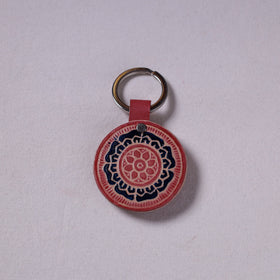 Red Handcrafted Leather Keychain 