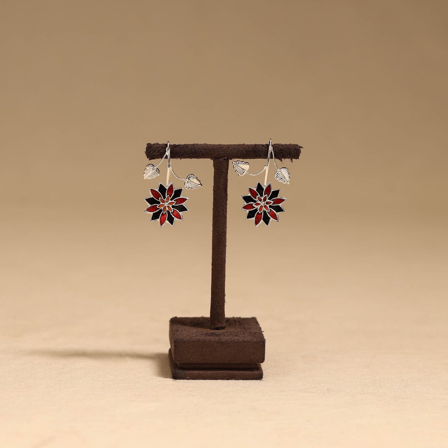 Flower & leaf - handcrafted paka meenakari earrings 65