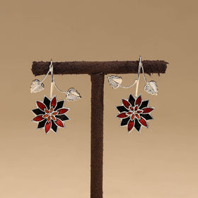 Flower & leaf - handcrafted paka meenakari earrings 65