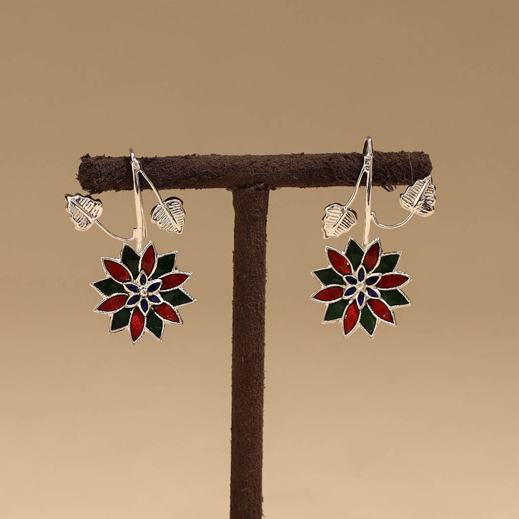 Flower & leaf - handcrafted paka meenakari earrings 67