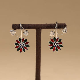 Flower & leaf - handcrafted paka meenakari earrings 67