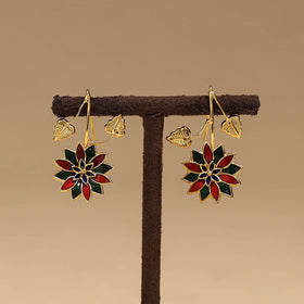 Flower & leaf - handcrafted paka meenakari earrings 70