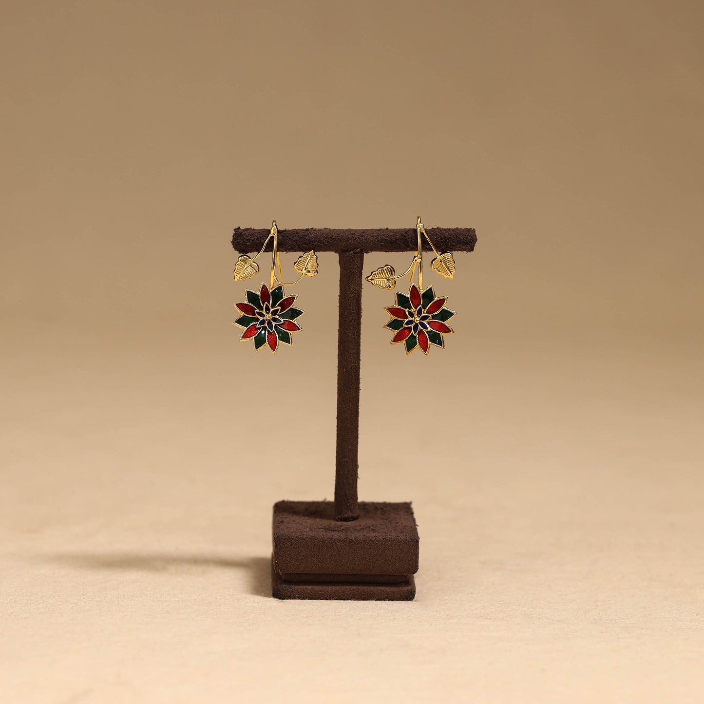 Flower & leaf - handcrafted paka meenakari earrings 71