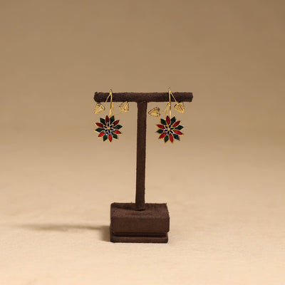 Flower & leaf - handcrafted paka meenakari earrings 71