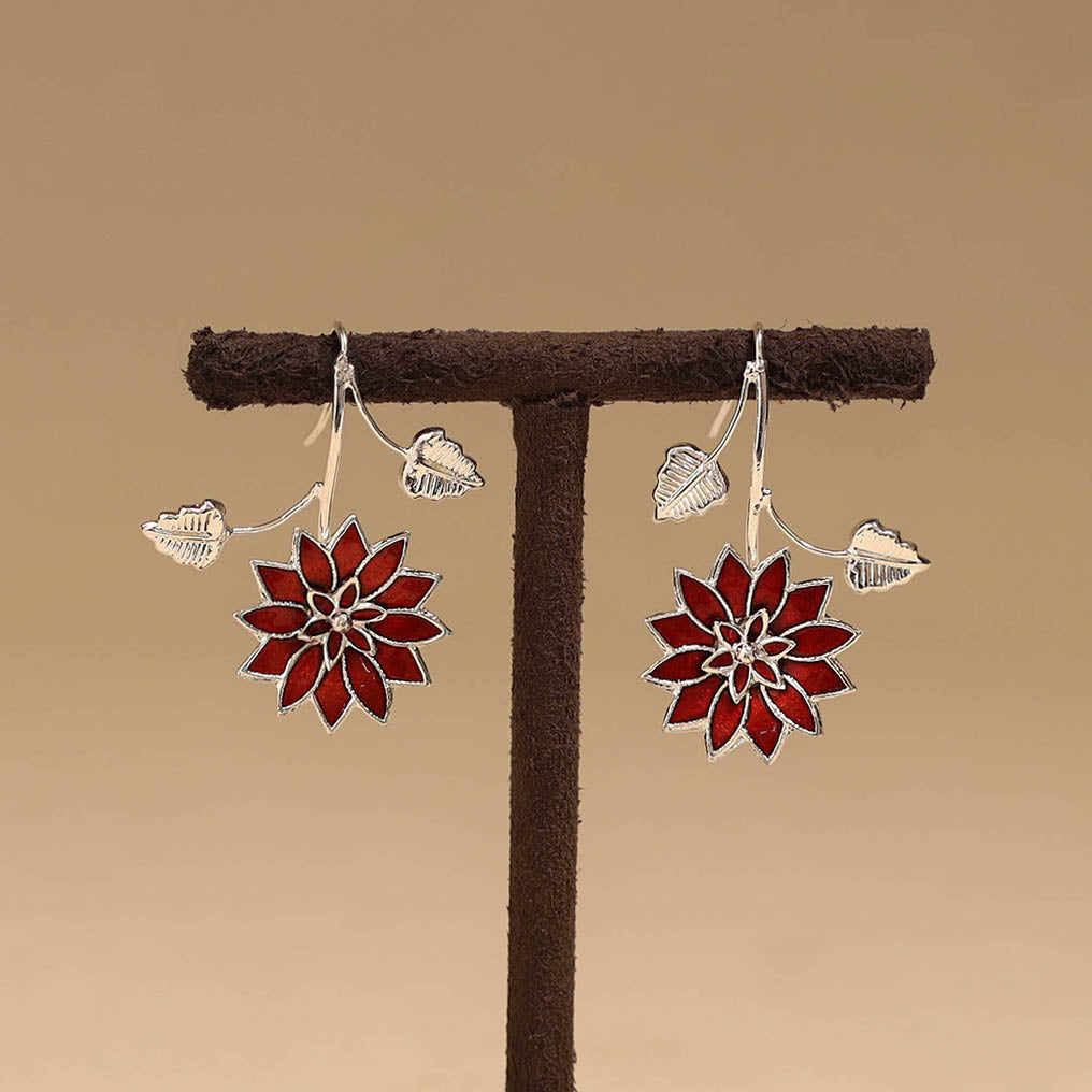 Flower & leaf - handcrafted paka meenakari earrings 72