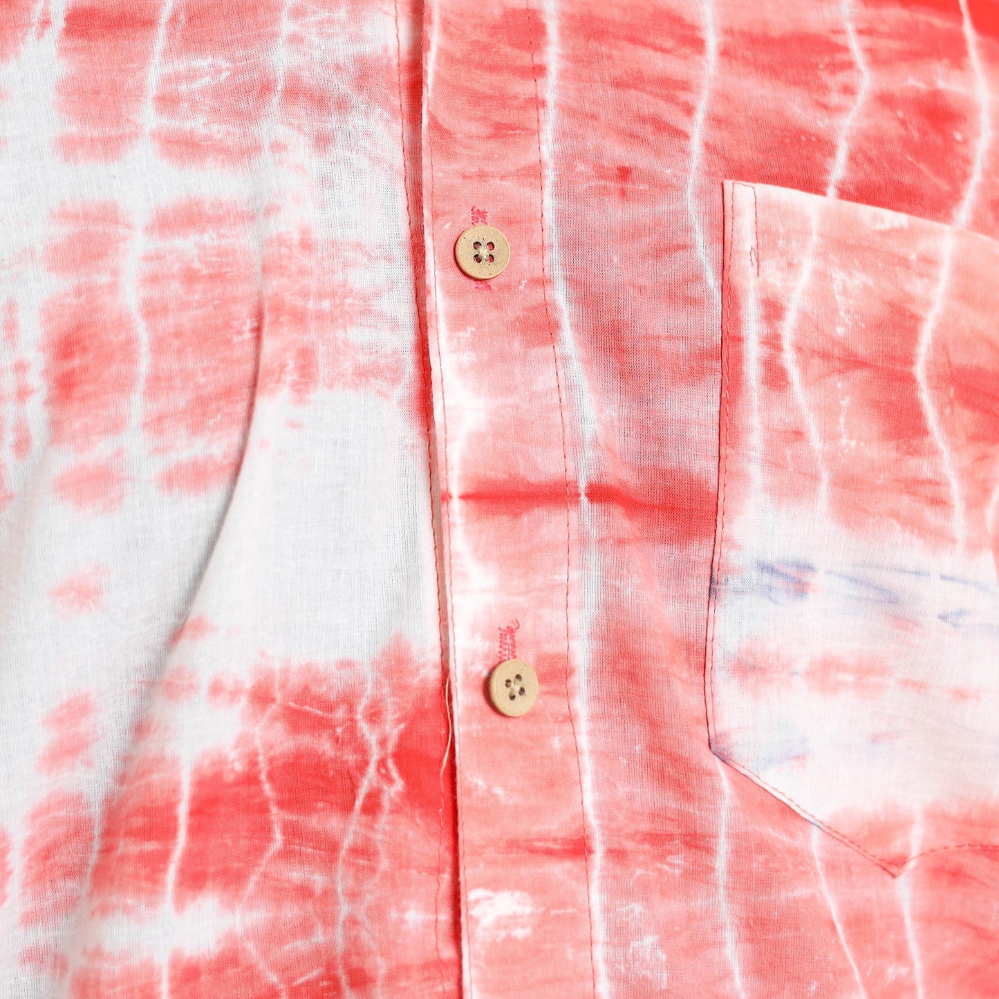 Red Full Sleeve Tie & Dye Cotton Men Shibori Shirt