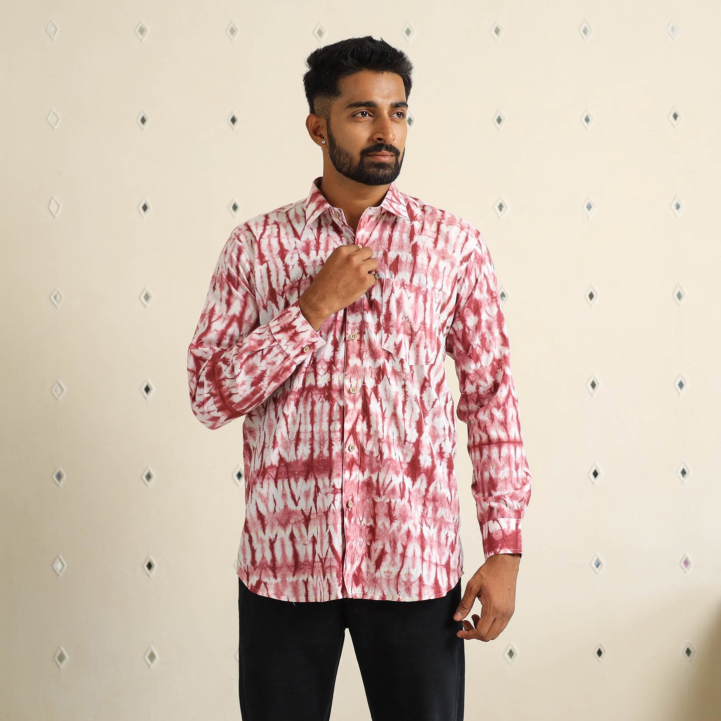 Buy Full Sleeve Tie & Dye Cotton Men Shibori Shirt