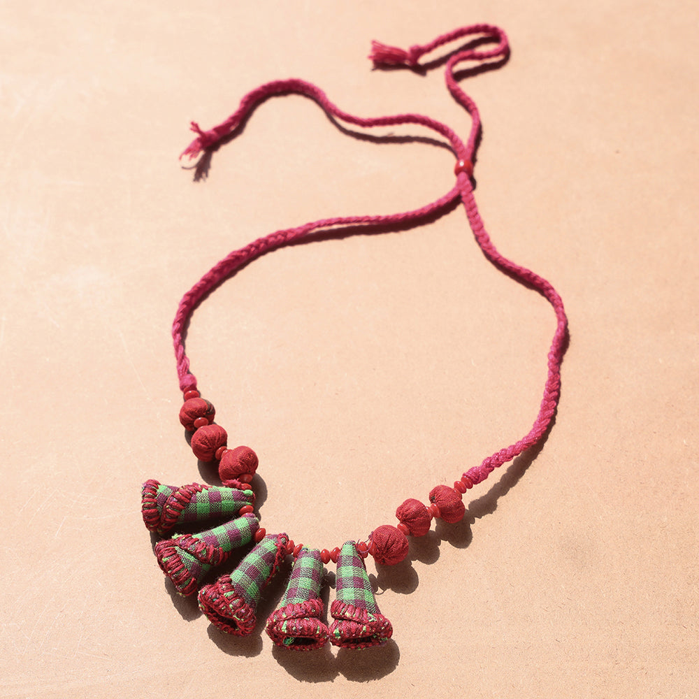  Gamcha Fabric & Beadwork Handmade Necklace 