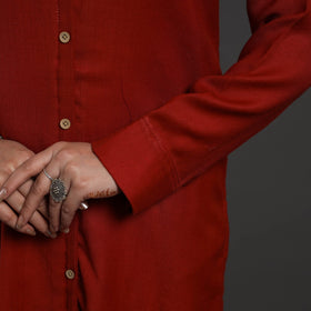 Red - Gauhar Plain Merino Woolen Kurta