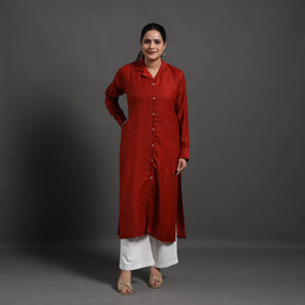 Red - Gauhar Plain Merino Woolen Kurta