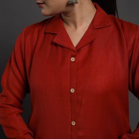 Red - Gauhar Plain Merino Woolen Kurta