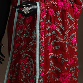 Georgette hand embroidered phulkari dupatta 14 - handcrafted