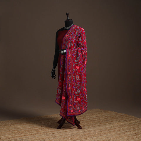 Georgette hand embroidered phulkari dupatta 16 - handcrafted