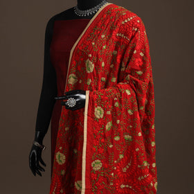 Georgette hand embroidered phulkari dupatta 21 - handcrafted
