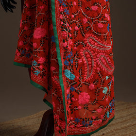 Georgette hand embroidered phulkari dupatta 22 - handcrafted