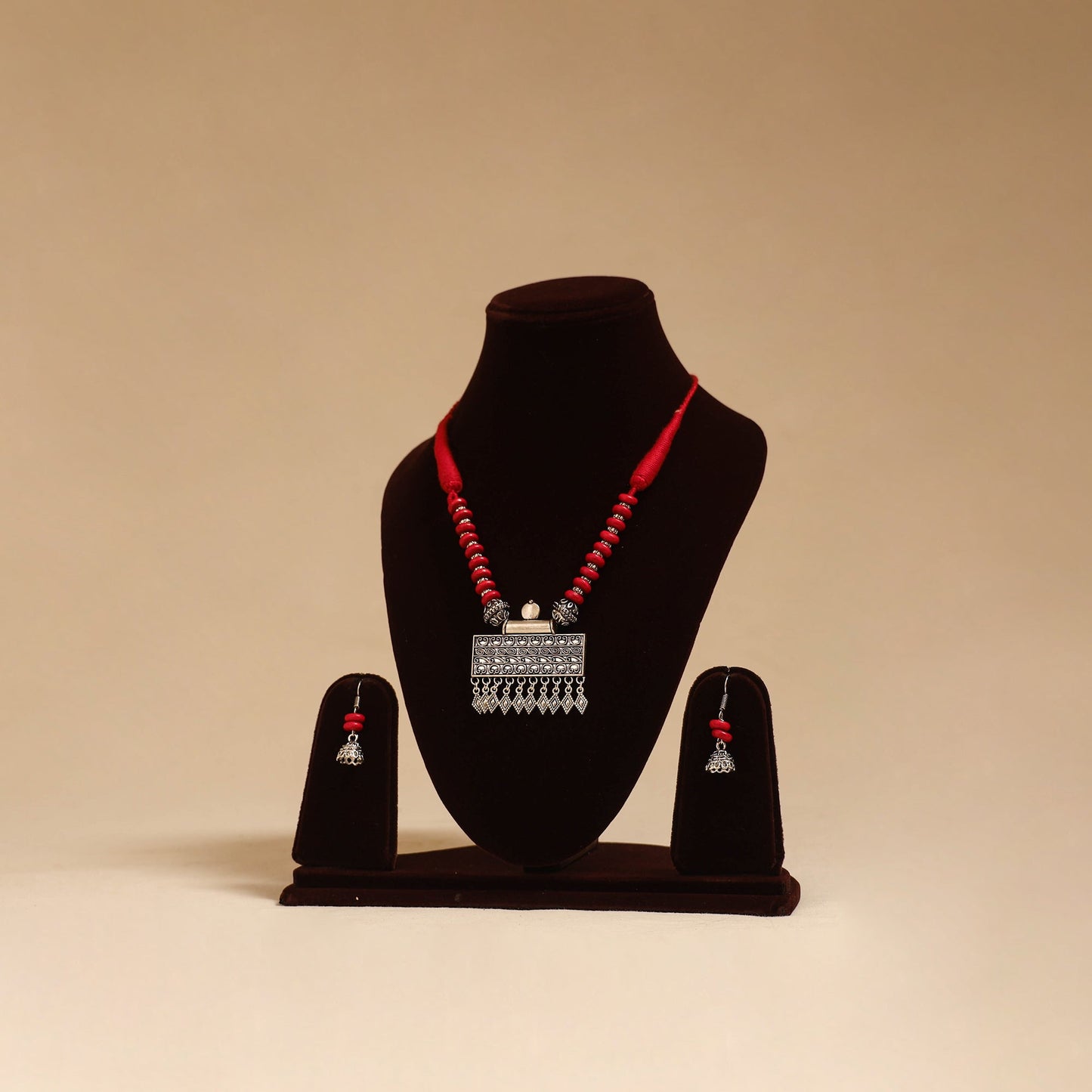 German silver beaded necklace set 34 - handcrafted