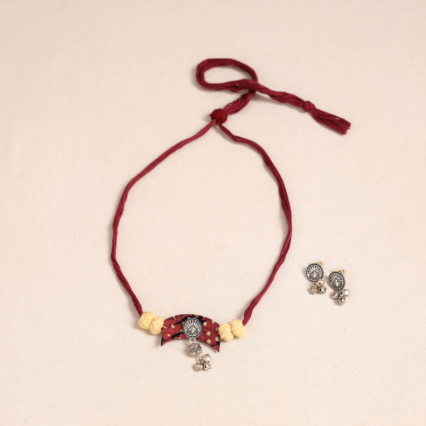 Red German Silver Fabart Necklace Set