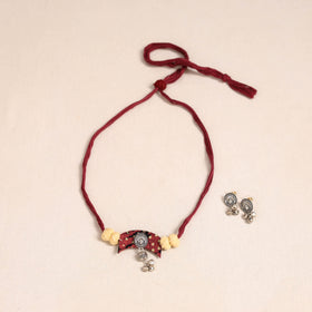 Red German Silver Fabart Necklace Set