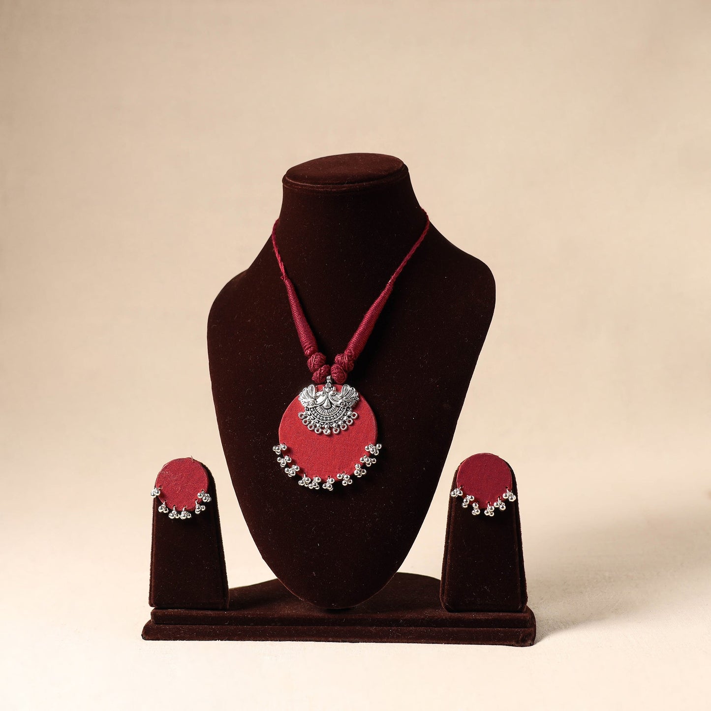 Red German Silver Fabart Necklace Set