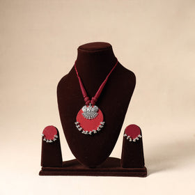 Red German Silver Fabart Necklace Set