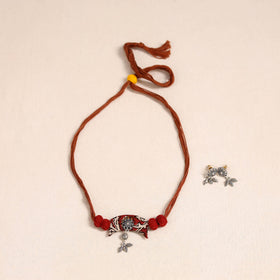 Red German Silver Fabart Necklace Set