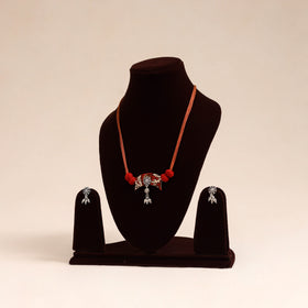 Red German Silver Fabart Necklace Set
