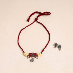 Red German Silver Fabart Necklace Set