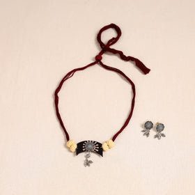 Red German Silver Fabart Necklace Set