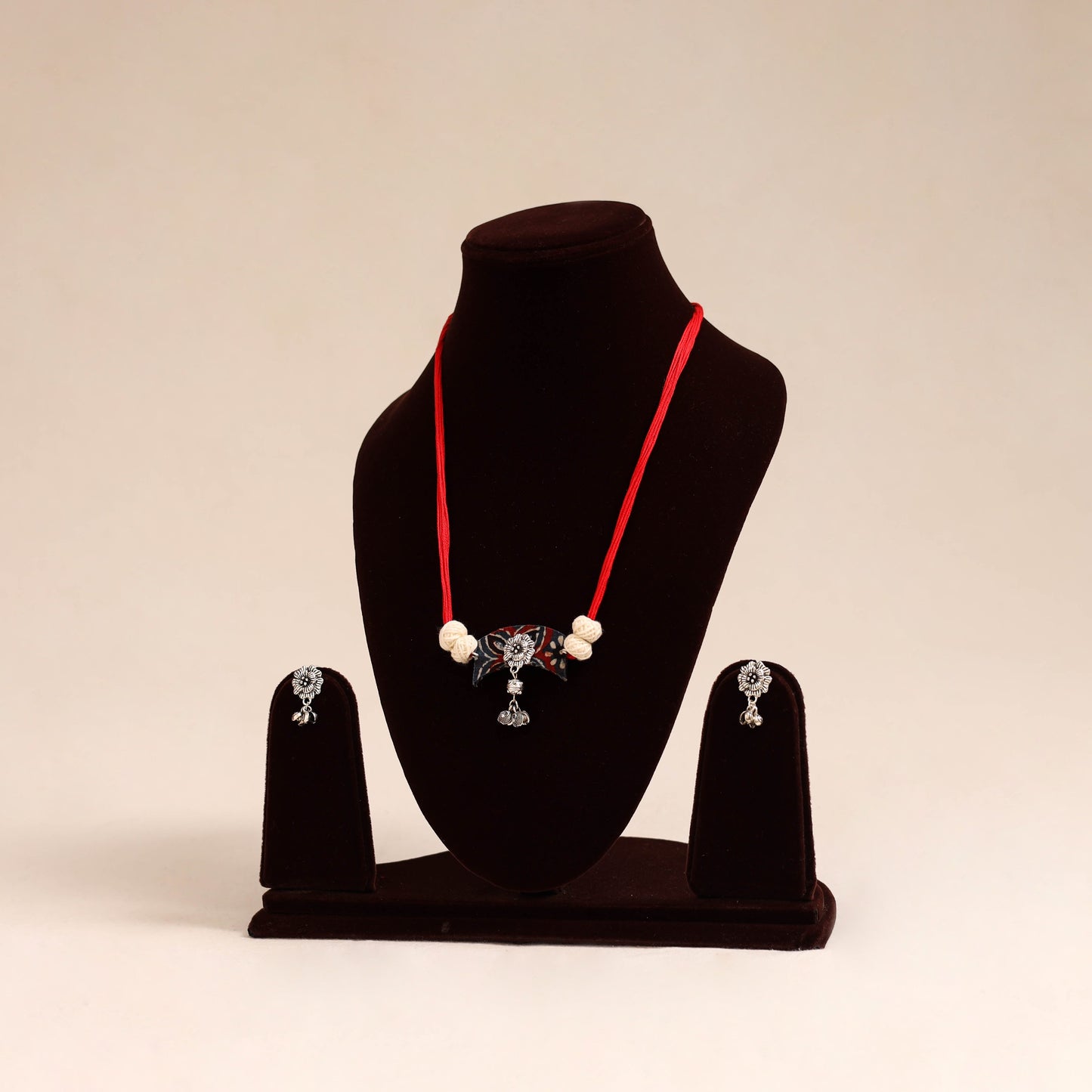 Red German Silver Fabart Necklace Set