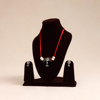 Red German Silver Fabart Necklace Set