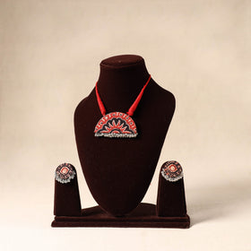 Red German Silver Fabart Necklace Set