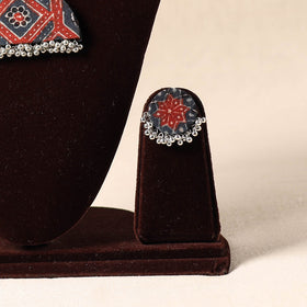 Red - german silver fabart necklace set 62 - handcrafted