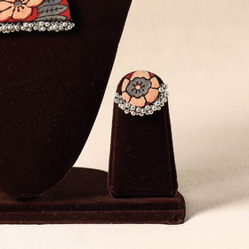 Red - german silver fabart necklace set 63 - handcrafted