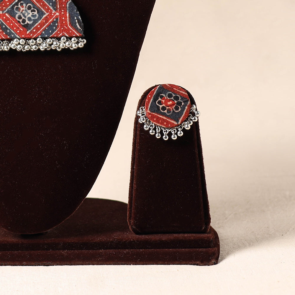 Red - german silver fabart necklace set 67 - handcrafted