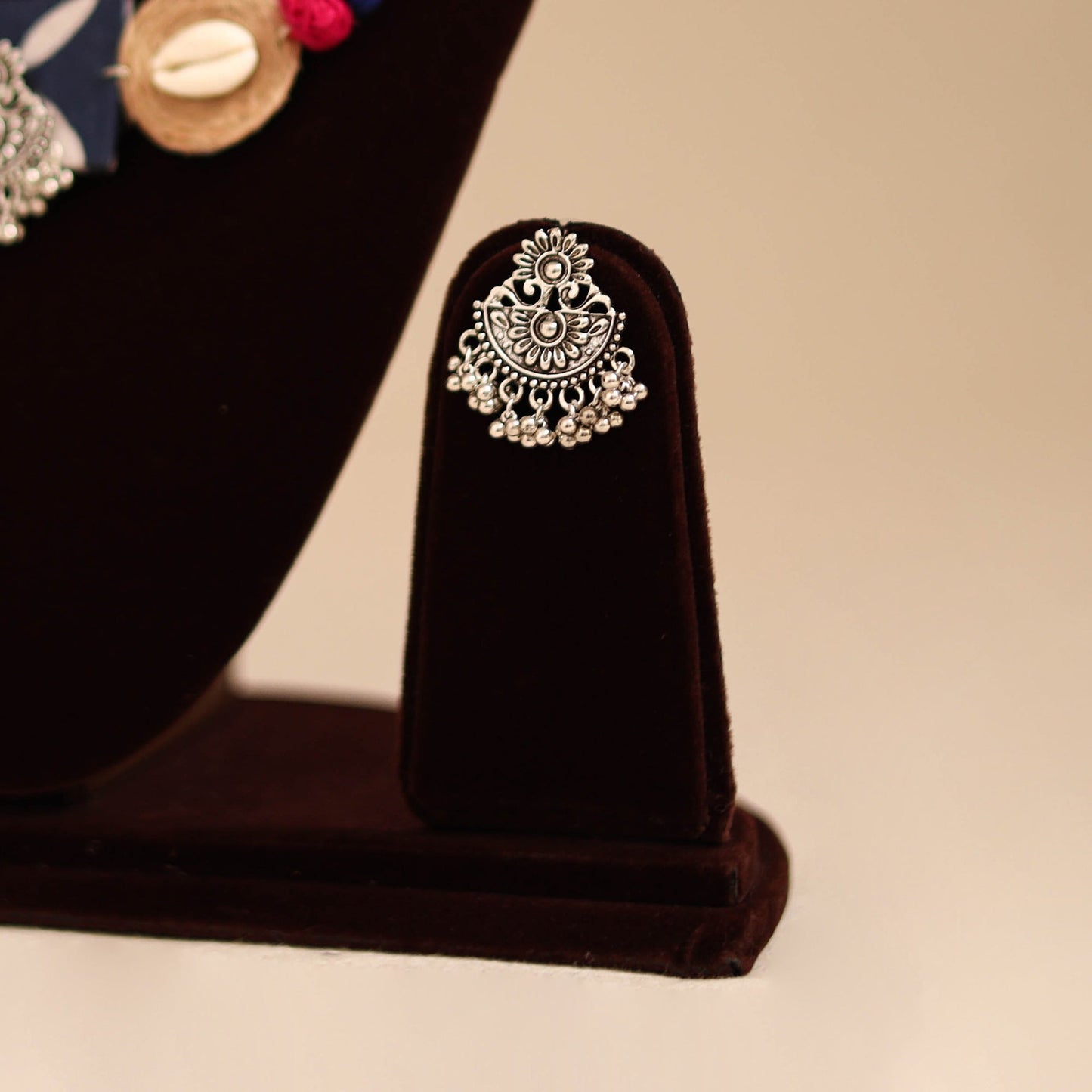 Red - german silver jute & fabart necklace set 63