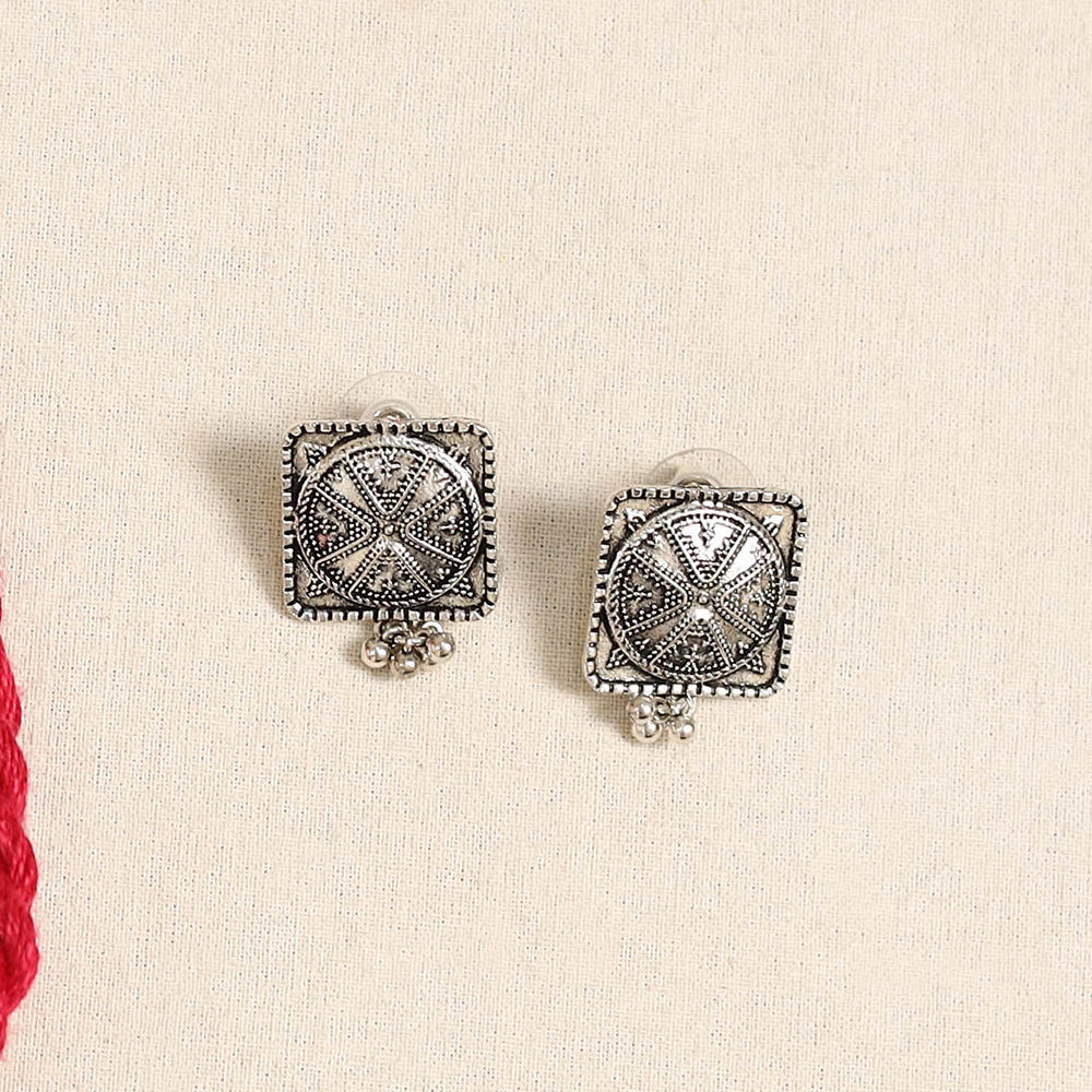 Red - german silver jute & fabart necklace set 67