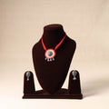 Red - german silver jute necklace set 74 - handcrafted