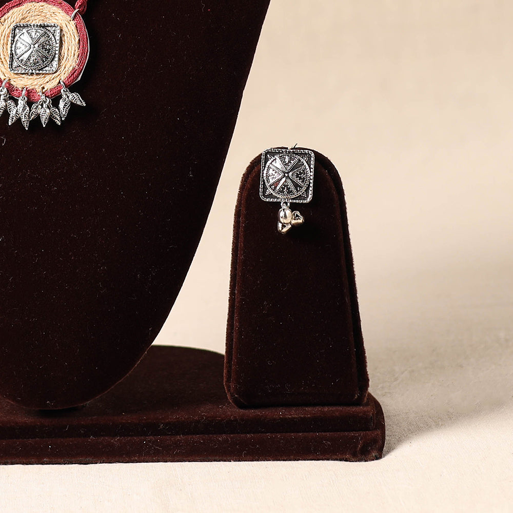 Red German Silver Jute Necklace Set