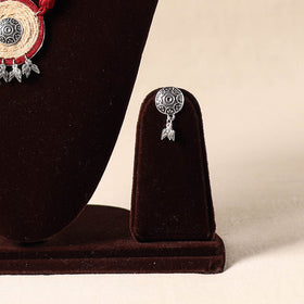 Red - german silver jute necklace set 80 - handcrafted