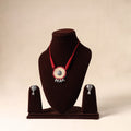 Red - german silver jute necklace set 80 - handcrafted