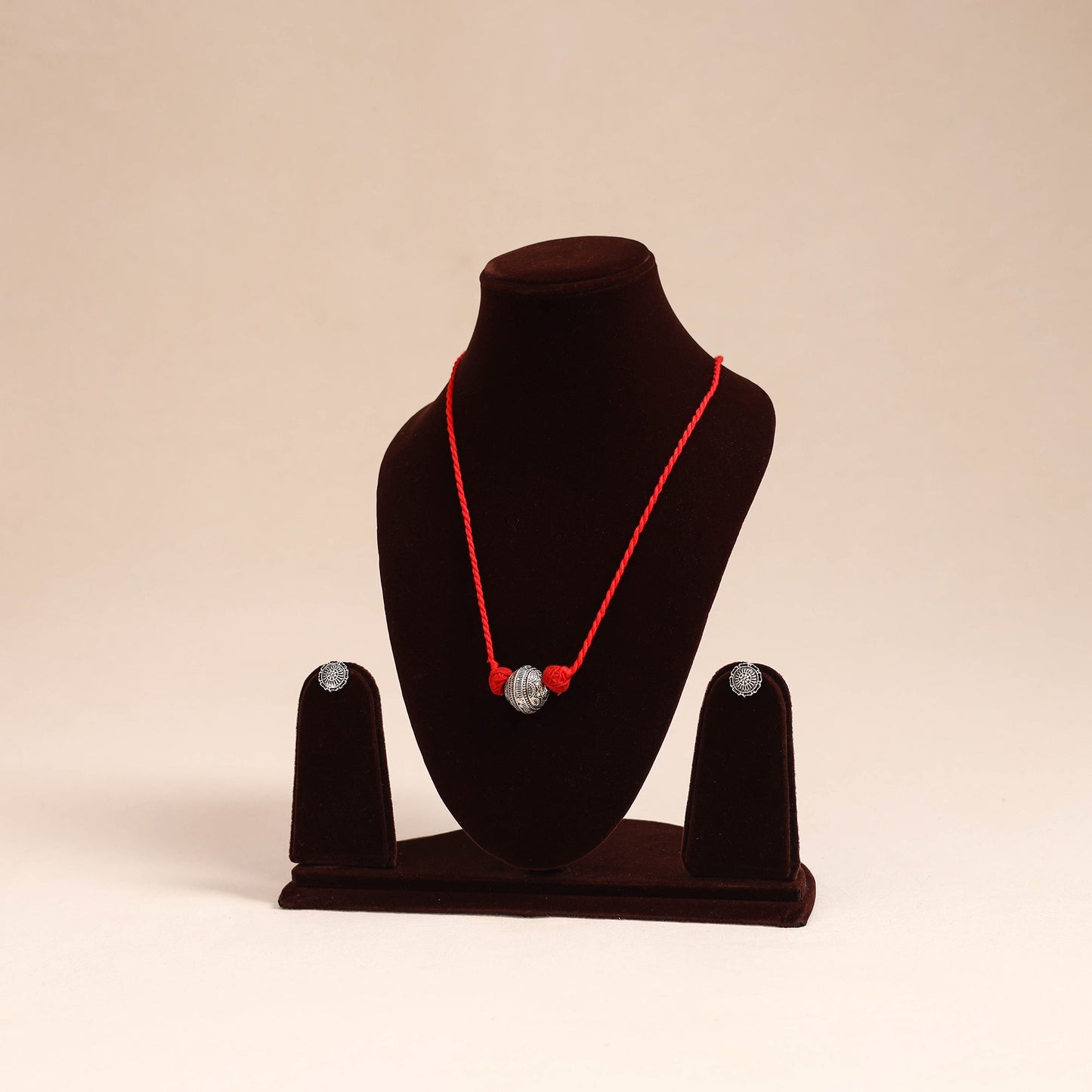 Red - german silver necklace set 06 - handcrafted