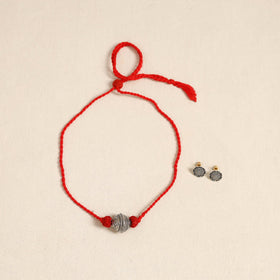 Red - german silver necklace set 06 - handcrafted