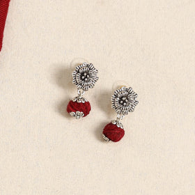 Red - german silver necklace set with beads 45 - handcrafted