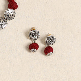 Red - german silver necklace set with beads 53 - handcrafted