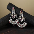 White German Silver-Plated Ethnic Drop Earrings